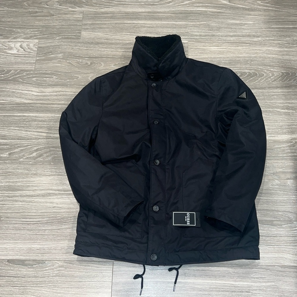 GUESS Sherpa lined military jacket. Size L. NWT